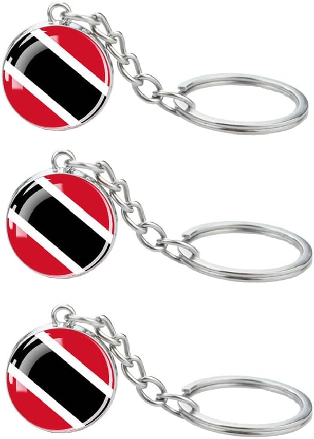 3 Pcs Trinidad Flag Key Chain,Cool Keychain for Car Keys, Stainless Steel Keyrings & Keychains,Used for Home Decoration, Jewelry Hanging Decorations.