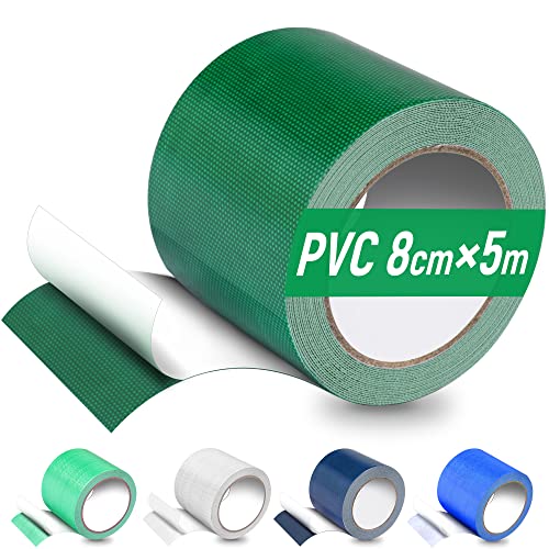 PVC Ruban de Bâche, Ruban de Réparation pour Bâches en Tissu, Patchs de Bâche, 5M*8CM, pour Bâche de Camion, Auvent, Tente, Vert