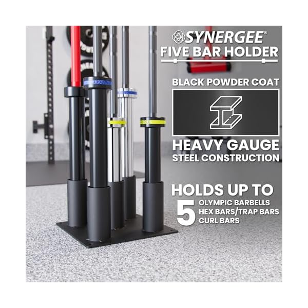 Synergee 5 Bar Holder – Vertical Storage for Barbells and Curl Bars - Image 2