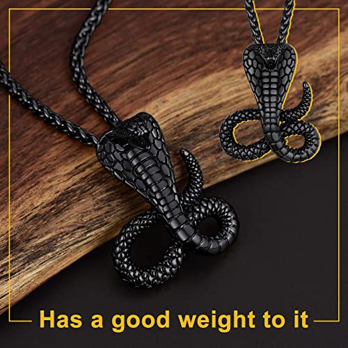 ChainsProMax Retro Cobra/Python Snake Necklace, Statement Serpent Gothic Jewelry, Stainless Steel/Gold Plated/Black-Send Gift Box3