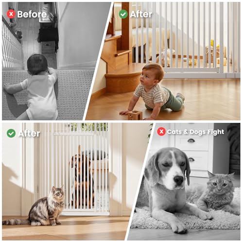 Gardner Pet 51"-87" Extra Tall Cat Gate for Doorway, Wide Adjustable 27.56"-37" Baby Gate Included 4 Extension Kits, Pressure Mounted Safety Full Door Gate for Stairs, Studio, Kitchen (White) - Image 4