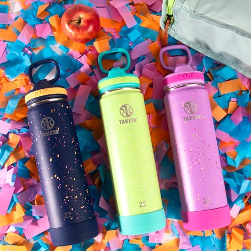 Image of Takeya 22 oz Actives Stainless Steel Water Bottle with Straw Lid - Leakproof, Double-Wall Insulated, Keeps Drinks Cold 24 hrs /Hot 12 hrs, BPA-Free, Powder-Coated, Gym & Travel, Purple Love