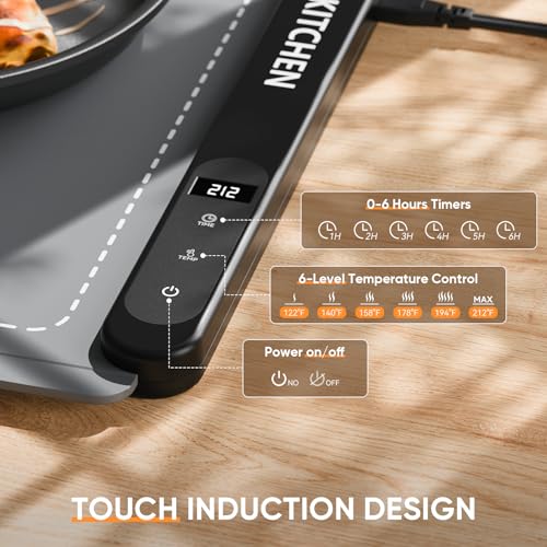 Image of NEWKITCHEN Warming Mat for Food, (XL 24 inchx15 inch) Food Warming Mat for Parties Buffet 6 Temp 6 Hour Settings Upgrade Graphene Fast Full Surface Heating -Versatile Food Warmer for Gatherings, Parties