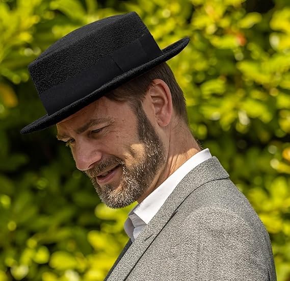 Image of Porkpie-Hat Boater-Fedora-for Men /Women - Classic Short Brim Church Derby Fedora-Hat(Szie:S-M)