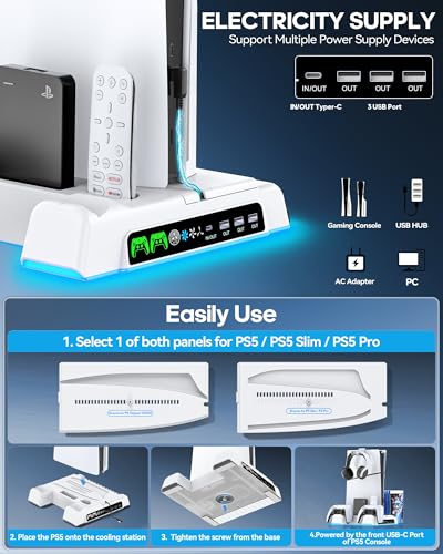 Refroidissement PS5 efficace avec chargeur manette et support vertical