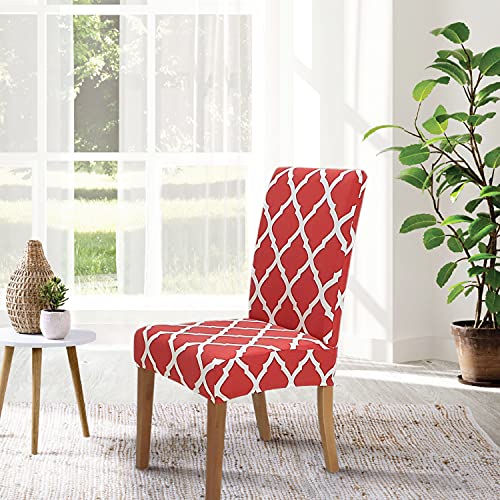 Image of SPRINGRICO Chair Covers for Dining Room Set of 4, Stretch Dining Chair Cover, Washable Spandex Kitchen Parsons Chair Slipcovers, Removable Seat Protector for Home or Party ( 4 Pack, Wine RED ZEO)