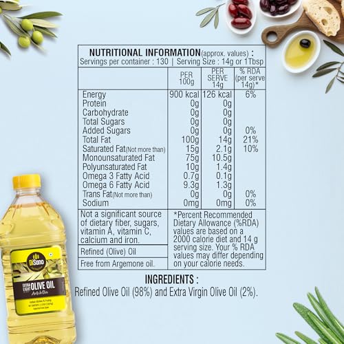 Image of DiSano Extra Light Olive Oil 2L, Ideal for Indian Cooking