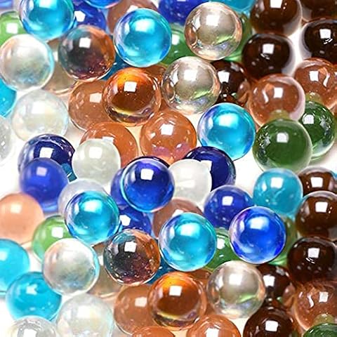 Pinkgarden 100 Count Bulk Clear Mixed Colors Glass Marbles, Colorful Cat Eyes 9/16 inch Round Marble Toy for Kids for Filling Vase/Chinese Checker/Aquarium/Game/Fish/Play/Plant Decor (Mix Color) Cover