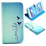 S5 Case, Galaxy S5 Case, Speedtek Smile Pattern Premium PU Leather Wallet Flip Protective Skin Case with Magnetic Closure for Samsung Galaxy S5 (Built-in Credit Card/ID Card Slot)