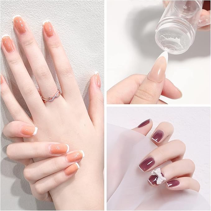 VIVALUXE Şeffaf Silikon Nail Art Stamper Seti, Jelly Nail Stamp, Scraper Kit, Kolay Konumlandırma için Şeffaf Tasarım, Tırnak Baskı Aleti, Nail Art Manikür Aracı, Jel ve Oje ile Uyumlu