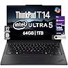 Lenovo ThinkPad T14 Gen 5 – Laptop empresarial de 14 pulgadas FHD+ IPS, Intel Ultra 5 125U, 64 GB DDR5 RAM, SSD de 1 TB, cámara web HD de 5 MP, huella digital, retroiluminación, Wi-Fi 6E, 2