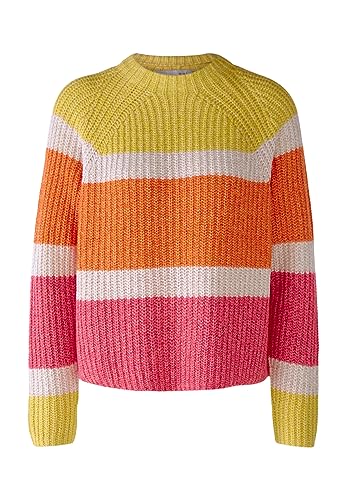Oui Damen Strickpullover in Baumwollmischung lässig geschnitten Gestreift...