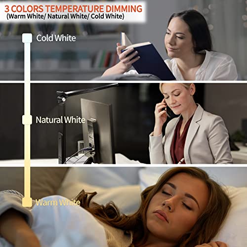 Ximi-V Led Desk Lamp With Wireless Charger, Table Lamp With Clock, Alarm, Date, Temperature, Office Lamp, Desk Lamps For Home Office (Black T189) #TOP4