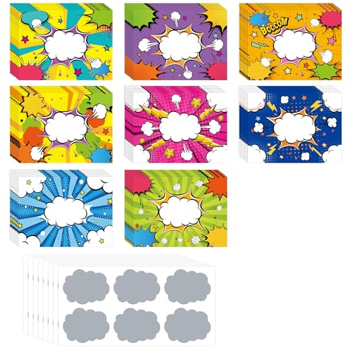 INKNOTE 120 PCS Custom Scratch Off Cards 8 Styles Comic Series Scratch Off Cards Stickers DIY Coupon...