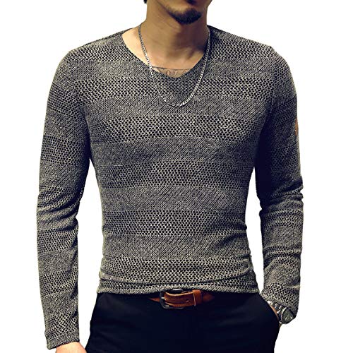 LOGEEYAR Mens Fashion Classic Fitted Mesh Shirts Long-Sleeve V-Neck T-Shirt