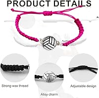 Vista 3 de Sportybella Volleyball Charm Bracelet- Adjustable Bracelets with Volleyball Charm. Ideal Volleyball Gifts & Souvenir for Volleyball Players. Unisex
