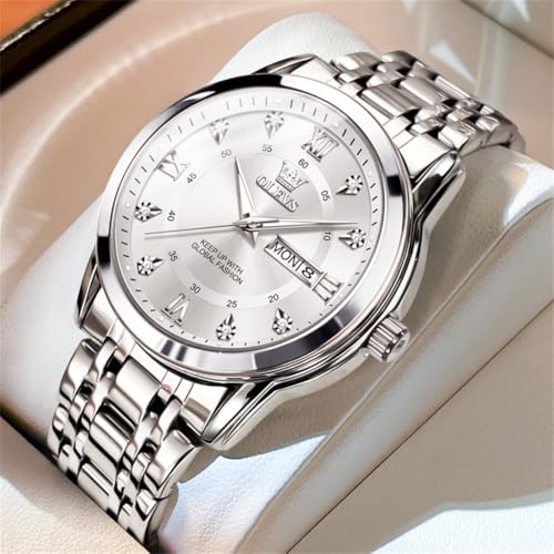 Image of OLEVS Watches for Men Business Diamond Easy Read Men's Wristwatch Analog Luxury Date Stainless Steel Waterproof Luminous Dress Mens Watches