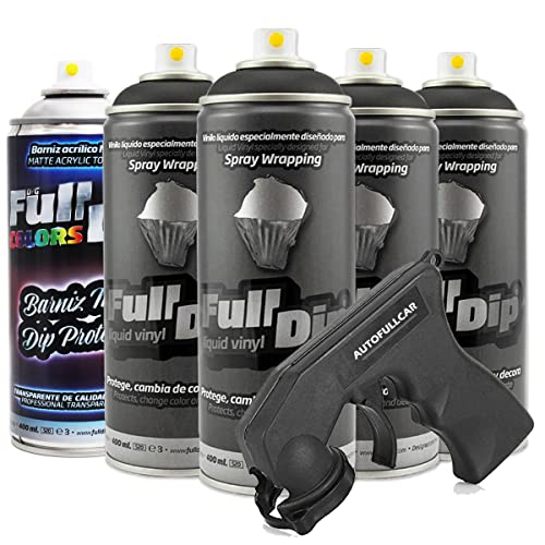 AutoFullCar Pack 4 Sprays Full Dip Negro con Proteccion Mate