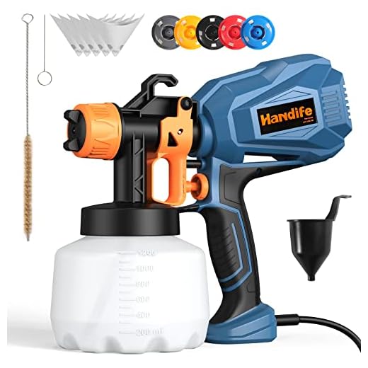 Paint Sprayer,Handife1200ml HVLP Electric Spray Gun with 5 Nozzles, 3 Spray Patterns, Easy to Clean, Ideal for Home Interior and Exterior Walls, Furniture, Fence, Car, Bicycle