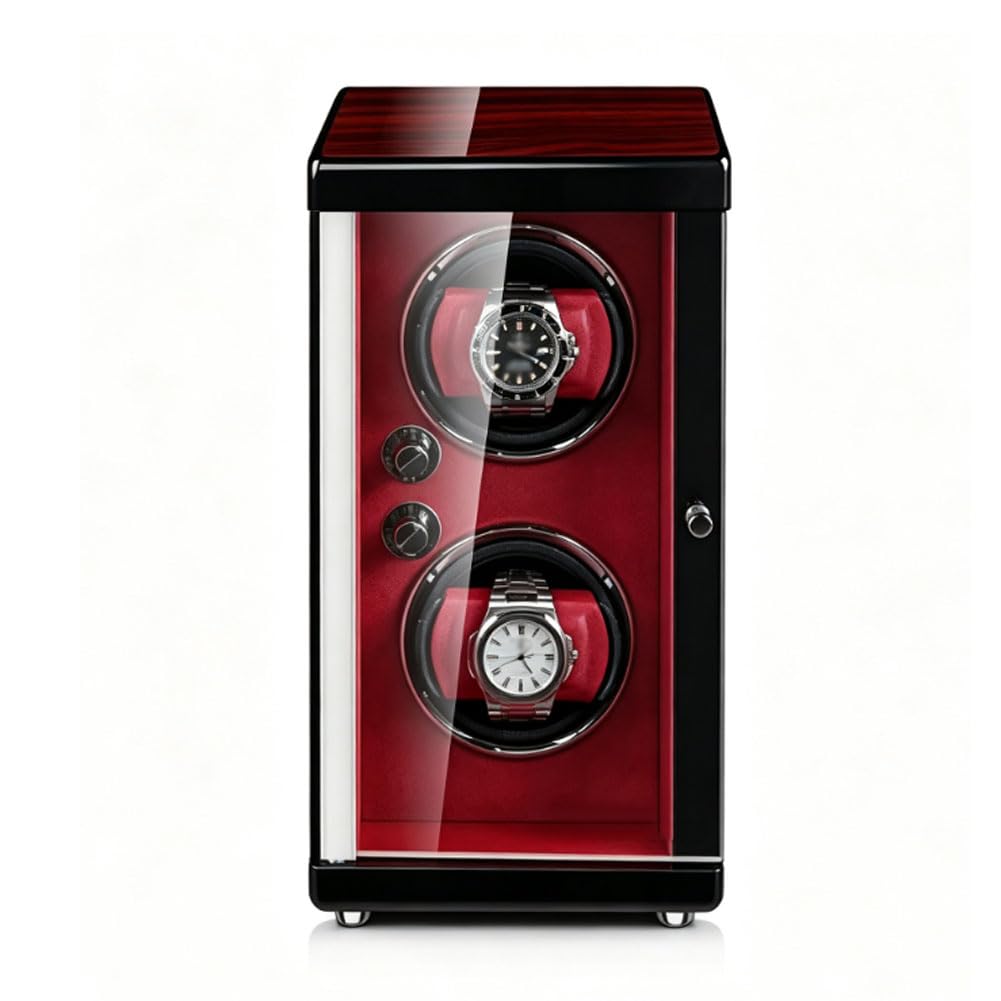 Relojero Automatico, Caja Relojes Automáticos Bobinado Vertical 2 Winding Slots | Bobinado Vertical Luz Led Azul Bisagra Integrada Parada Automática Al Abrir La Tapa Tecnología Antimagnética Completa