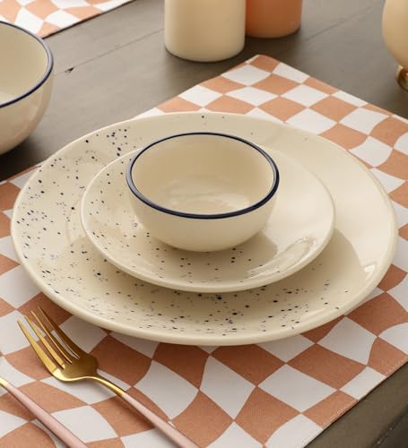 Image of miah decor Ceramic Dinner Plates Set of 6 Handcrafted Dining Plates Full Plates for Home Kitchen and Restaurant Microwave Dishwasher Safe Size 10 Inches