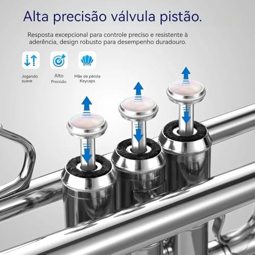 Conjunto de trompete padrão Bb: instrumento de trompete de estudante de cobre com luva de bocal 7C d