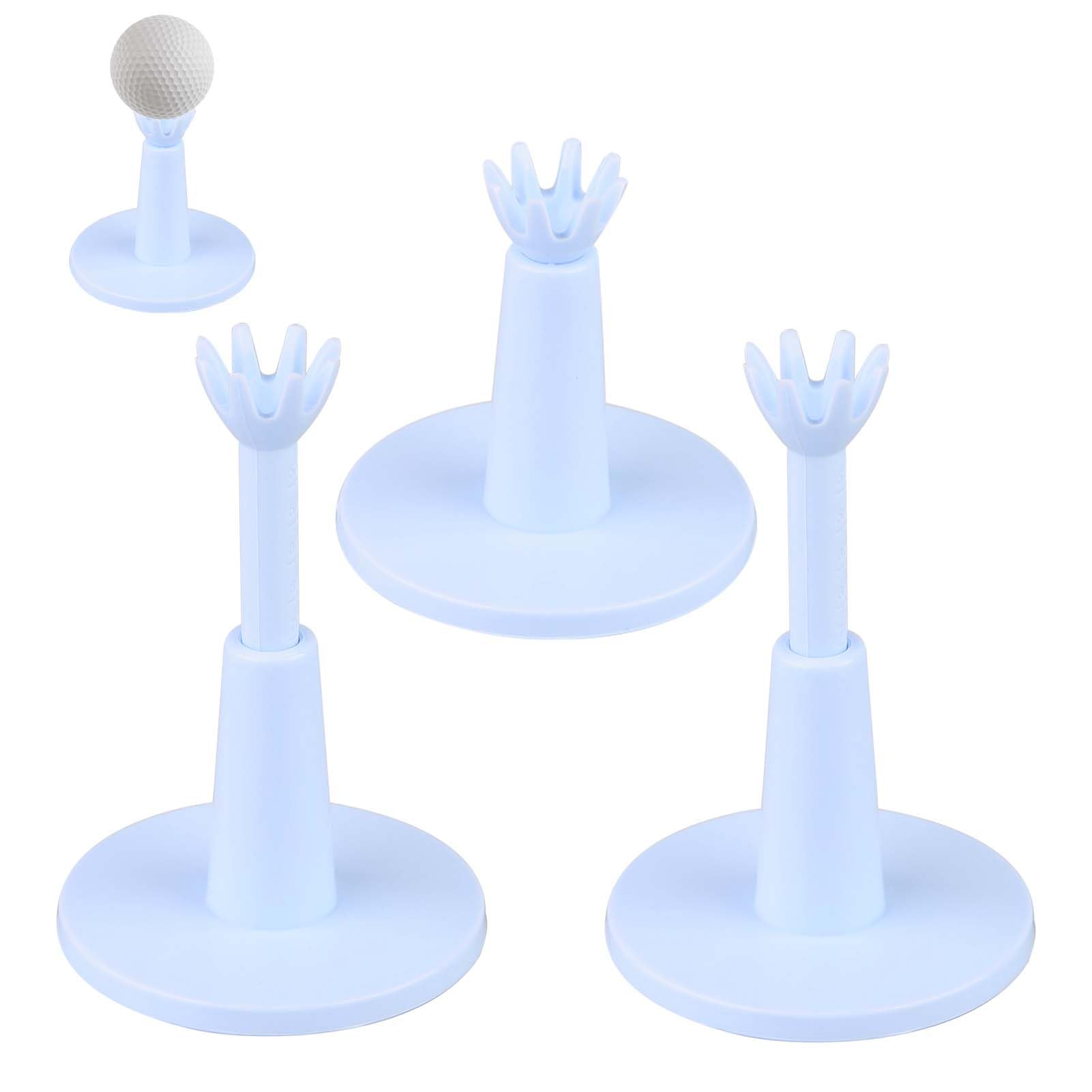 3 Pcs Adjustable Golf Tees Reusable Rubber Golf Tee Set with Height Adjustment, Stable Non-Slip Base, Practice Tee Stable, Ball Holder for Driving Range Mats Simulator Turf Training Practice Outdoor