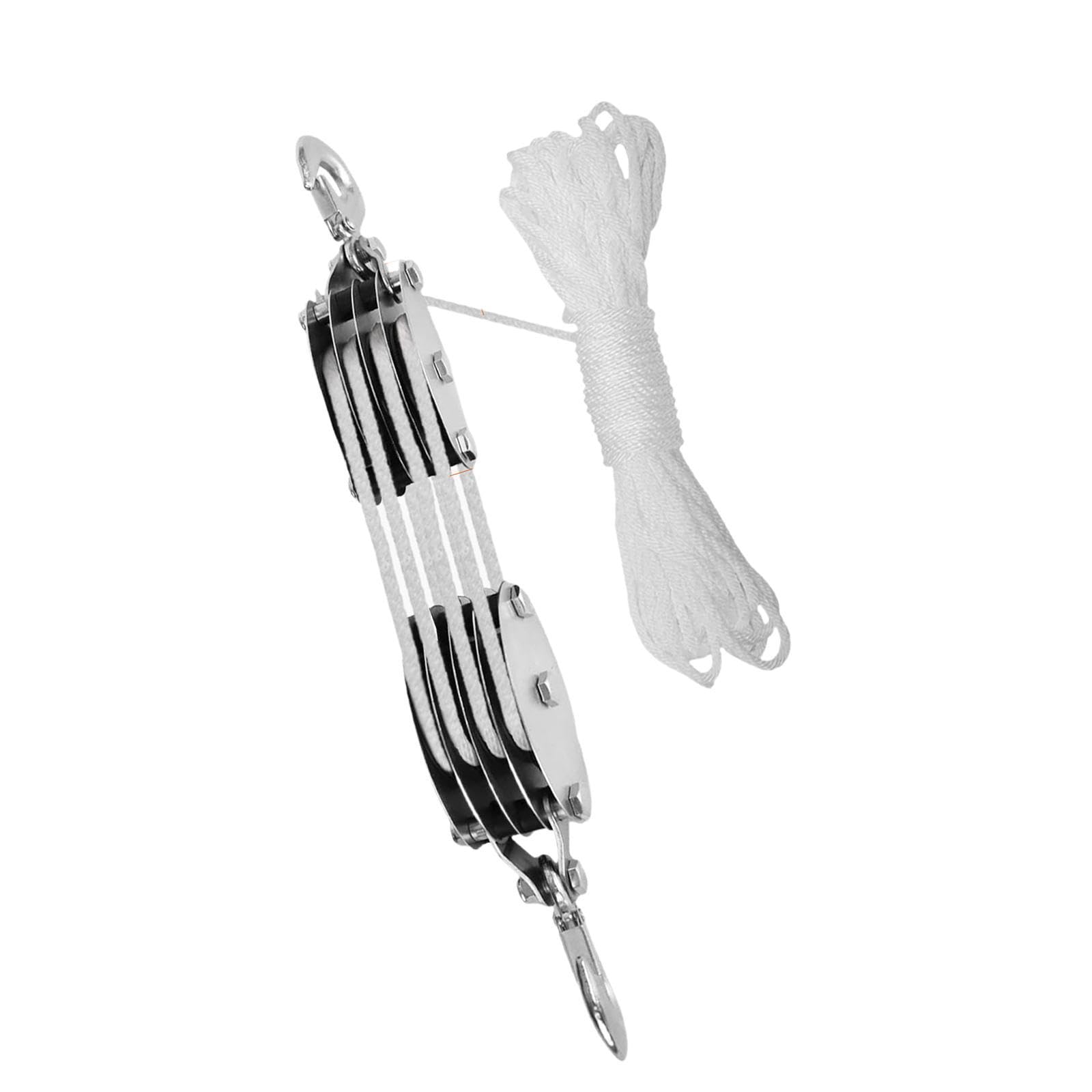 Portátil de Poleas con Cojinete Metálico para Tareas de Izamiento de Cuerdas, Cordera Blanca de 4 Ruedas, 20 M de Cuerda