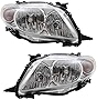 AUTOANDART Aftermarket Replacement Driver Left Passenger Right Halogen Combination Headlight Assembly Set Compatible With 2009-2010 Toyota Corolla Base/CE/L/LE