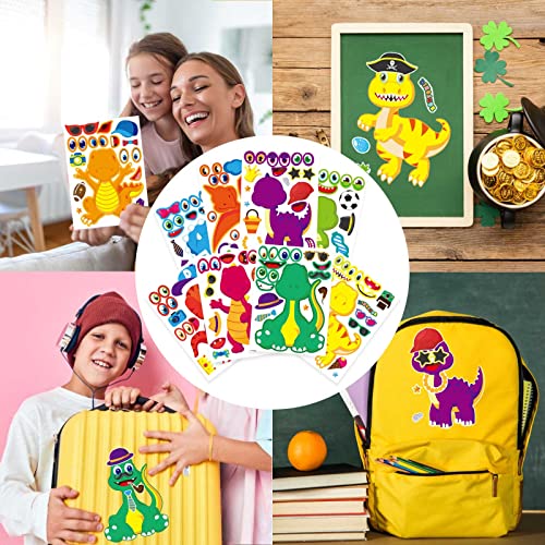 36 Sheet Dinosaur Stickers, Make Your Own Dinosaur Stickers For Kids，Make A Face Stickers Dinosaur Birthday Party Supplies,Diy Project Dino Theme Birthday Party Favor For Kids #TOP5