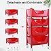 Storage Cart Plastic Multifunctional Trolley, Kitchen Trolley with Wheels, Large Capacity and Easy-to-Install Service Trolley (Red)