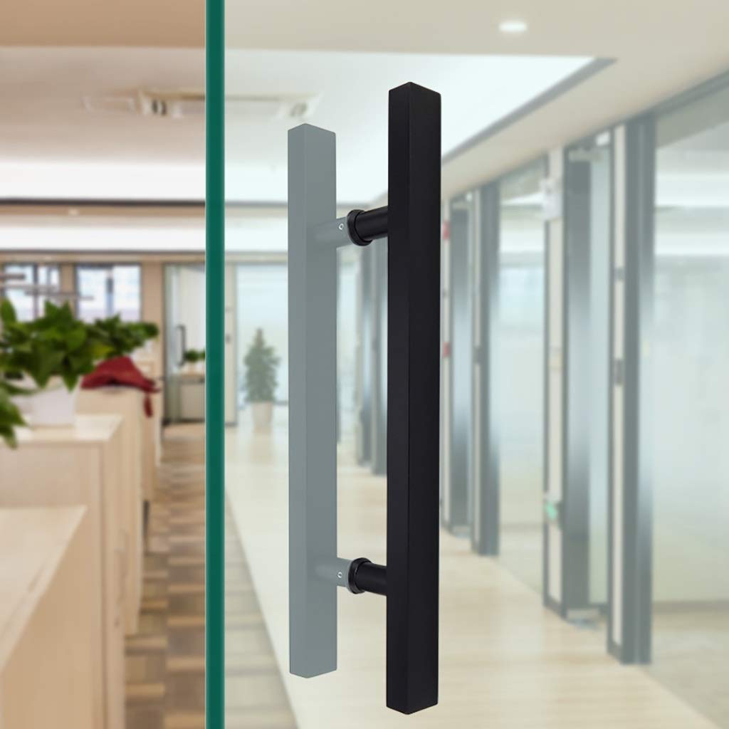 Juego de herrajes para Puerta, manija de Puerta de Tubo Cuadrado Negro de Acero Inoxidable Duradero para Puerta de Vidrio, Puerta de Madera, Puerta de Empujar y jalar, Puerta corredera, Puer