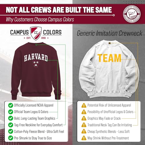 Image of NCAA College Sweatshirt Fleece Crewneck Pullover for Men and Women | Officially licensed NCAA college gameday crewneck pullover - 9 oz fleece lined sweatshirt with arch and logo design