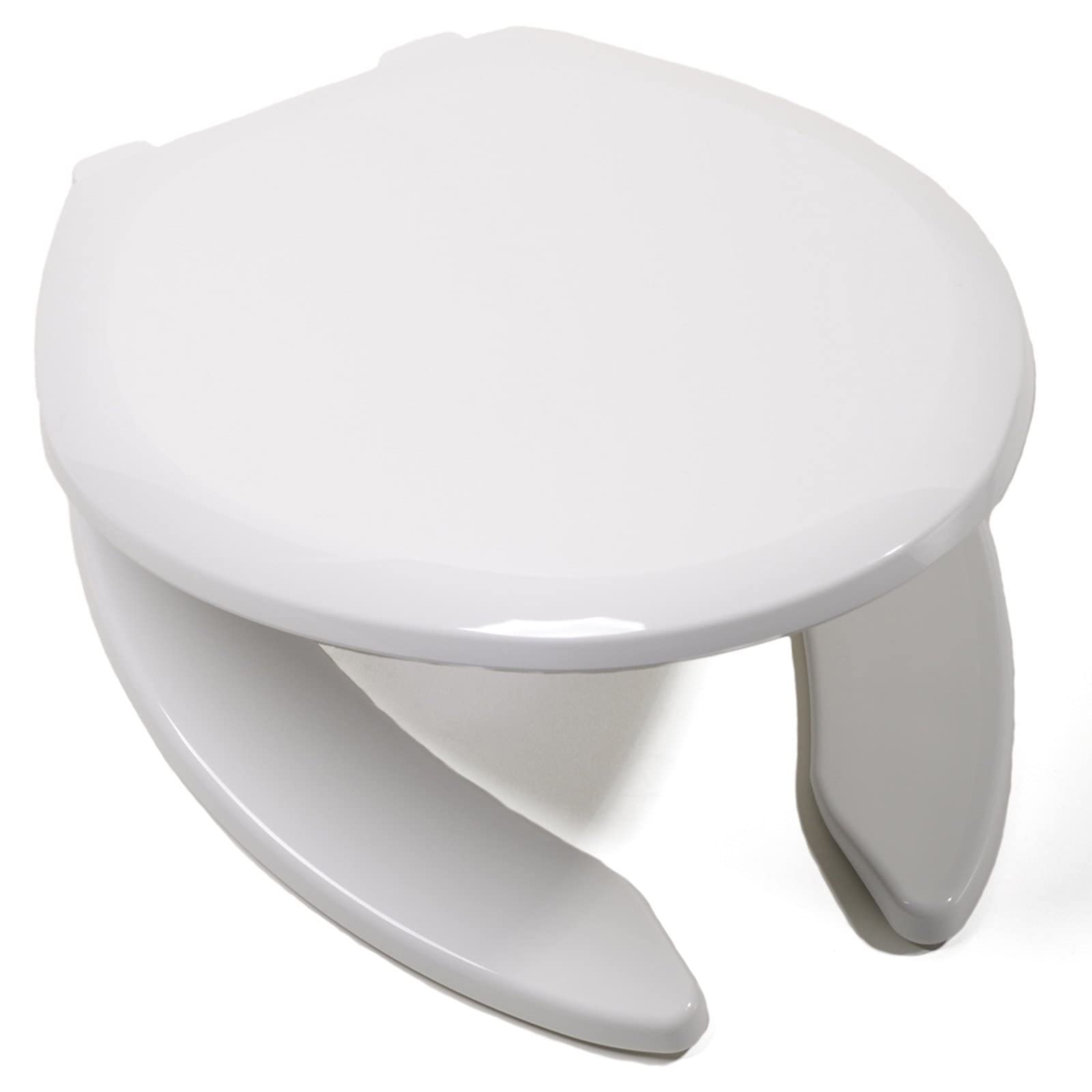 Dxpsxjl White Elongated Toilet Seat, Large Cover, Adjustable, Lightweight, Durable, Portable, User-Friendly, Compact, Shaped, Open, Front, Slow