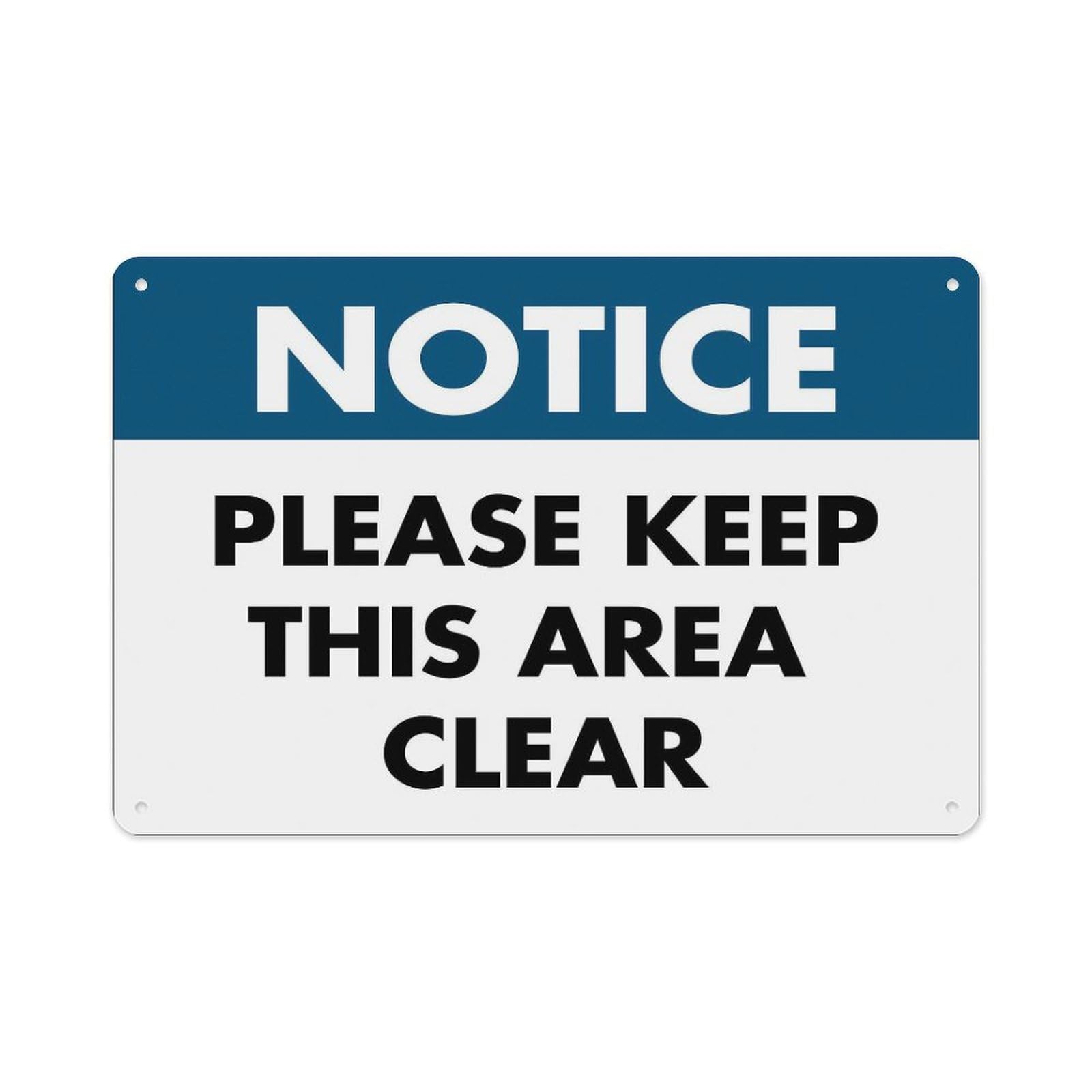 peiyeety Notice Please Keep This Area Clear Sign Aluminum Tin Warning Signs for Home Outdoor Garden 8X12 Inches