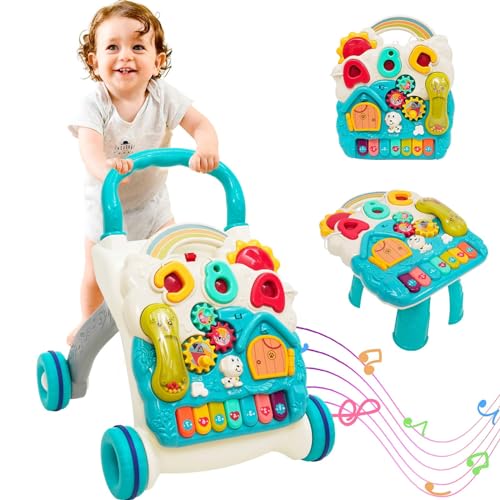 Trotteur Pour Bébé, Trotteur 2 en 1 Assis-debout, Tableau d&rsquo;Éveil Détachable, centre d&rsquo;activités pédagogiques, Jouets éducatifs Multifonctions Pour tout-petits garçons filles