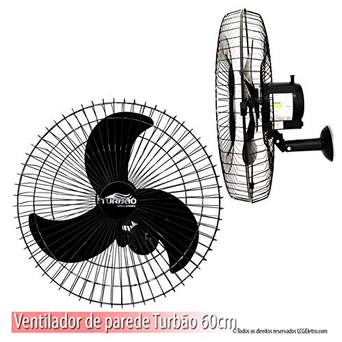 Ventilador de Parede Oscilante 60cm Preto Turbão 200W Bivolt - Kit 3 unidades