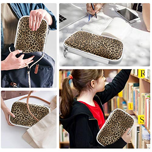 Image of Leopard Print Pencil Bag Case Zipper Pencil Holder Organizer Stationary Pen Bag Cosmetic Makeup Bag Pouch Purse for School Office Supplies
