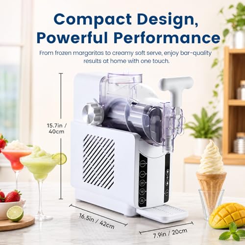Soft Serve Ice Cream Machine - 67 oz Slushie Machine for Home, 2-In-1 Soft Ice Cream Slushy Maker with 5 Pre-Set Modes, No Ice Needed Frozen Drink Machine for Margarita, Milkshake, Frappés (White) by Ocycund - Used condition - Image 8
