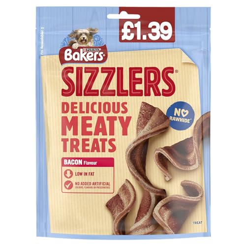 Wowboxme Bakers SIZZLERS Bacon Dog Treats Bags 6 x 90g PMP
