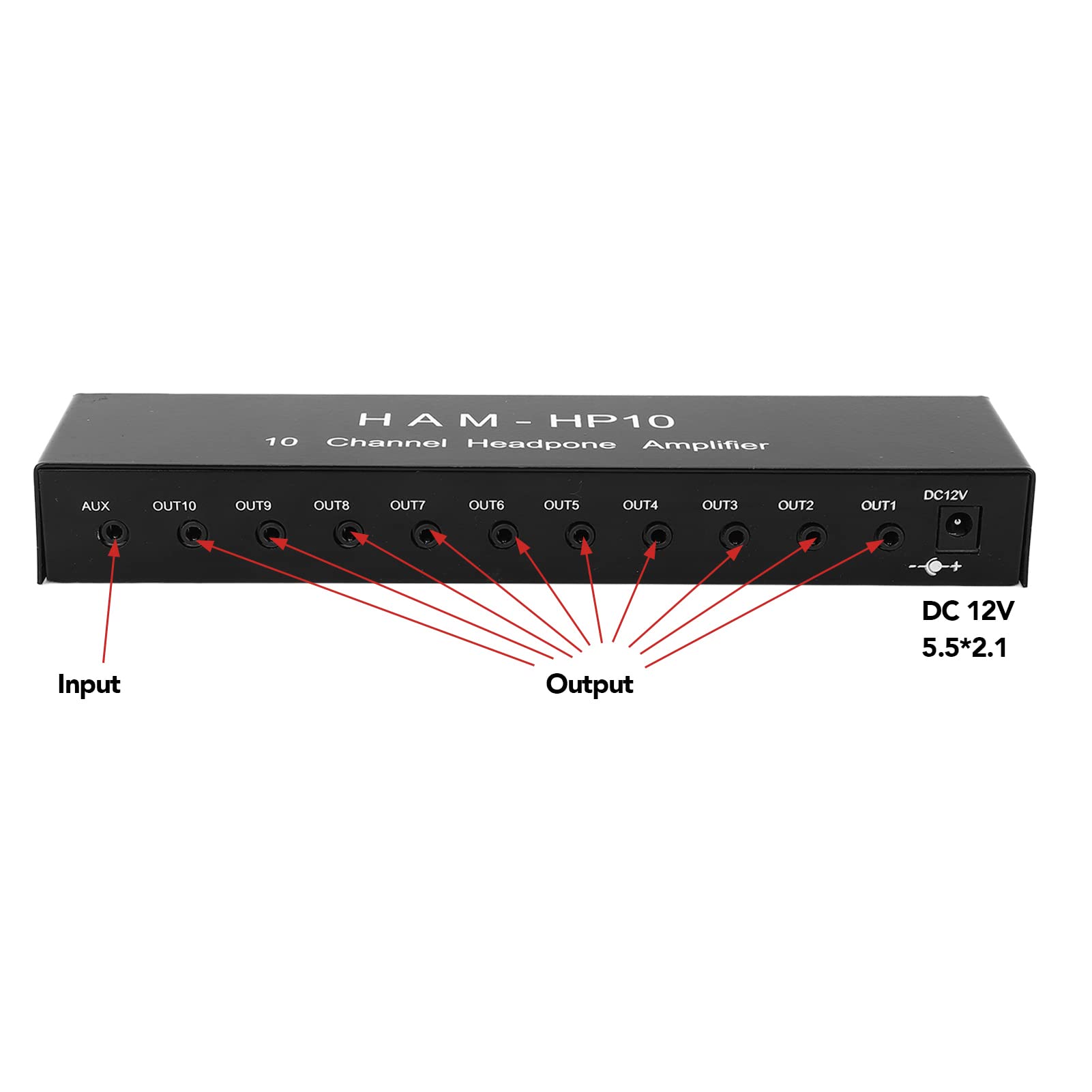 ANKROYU HAM HP10 Audio Distributor, Aluminum Alloy Magnifier Stereo Audio Distribution Splitter, 10 Channel Audio Splitter for Recording Studios Bands