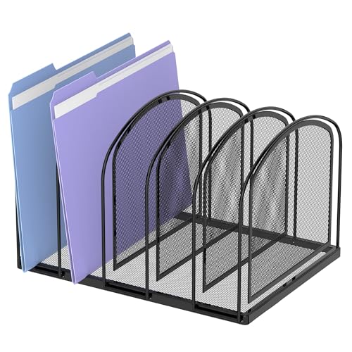 SUPEASY 5-Section File Organizer for Desk, Metal File Folder Holder, Black by SUPEASY - Used condition - US$14.78