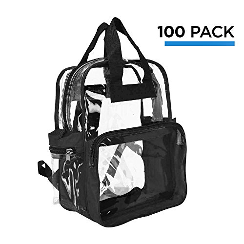 DALIX Wholesale Clear Backpacks Small Book Bags 100 Pcs in Clear-Black2