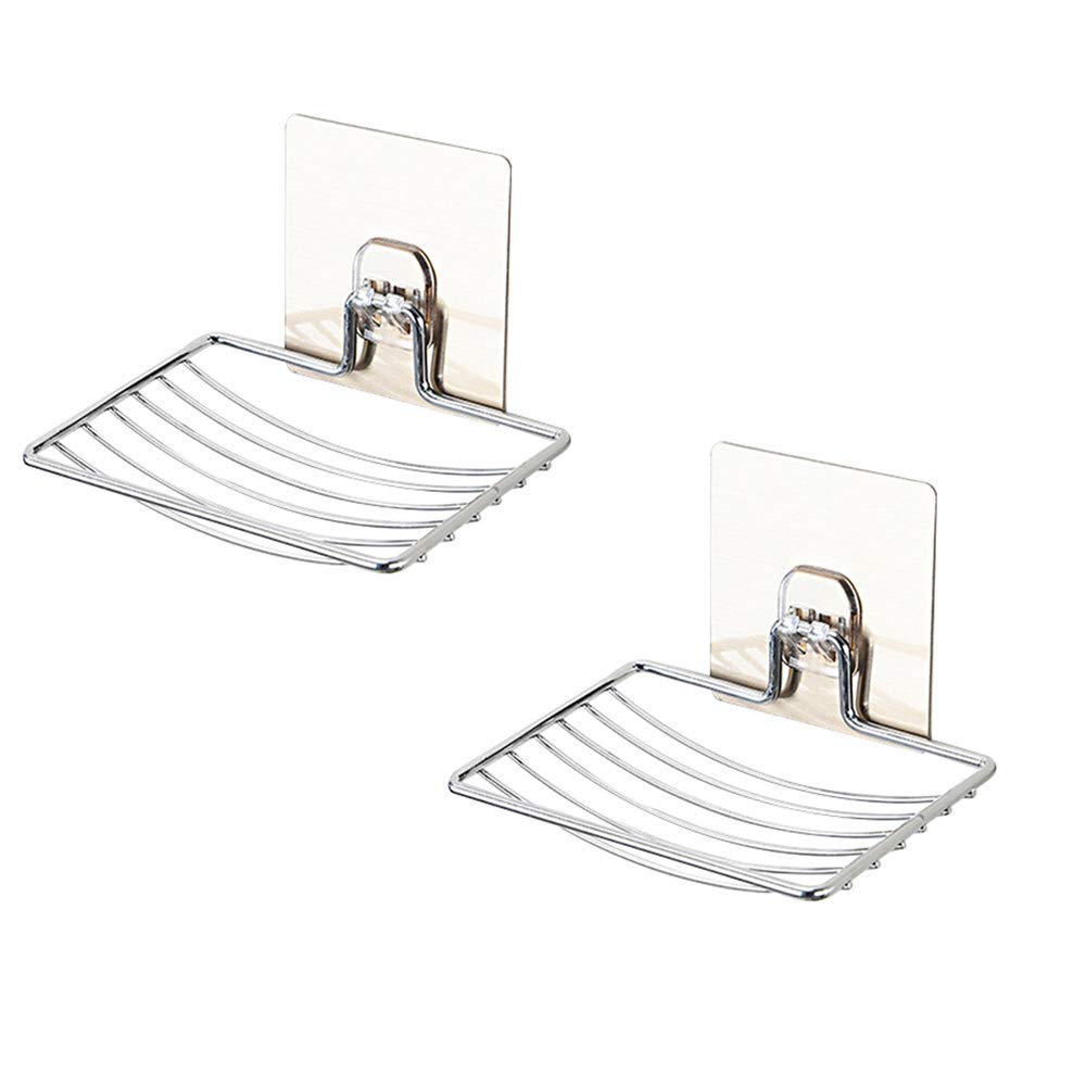 Sturdy Soap Dish Holder, 2 Pack Self Adhesive Wall Mounted Soap Sponge Holder Stainless Steel Storage Saver Rack for Home Kitchen Bathroom Shower (Silver) (B07PP3S4LD) Amazon Price History, Amazon Price Tracker