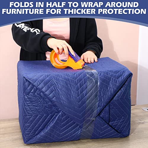 18 Pcs Moving Blankets Bulk 72" X 40" Furniture Moving Pads Moving Packing Blankets High Tensile Strength Shipping Blanket Furniture Pad For Protect Furniture Shipping Supplies, Dark Blue #TOP5