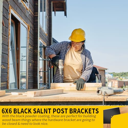 Image of 2-Way 30 Degree Angled Pergola Roof Brackets,L-Shaped Slant Post Brackets for 4 inch x 4 inch (Actual:3.5 inchx3.5 inch) Lumber,Heavy Duty DIY Wood Post Bracket for Pavilion,Porch,Deck with Screw(2pcs)