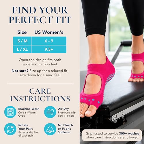 Image of Tucketts Allegro Toeless Pilates Socks with Grips for Women, Non-Slip Open-Toe Grip Socks, Yoga, Barre, Dance, Reformer, Home