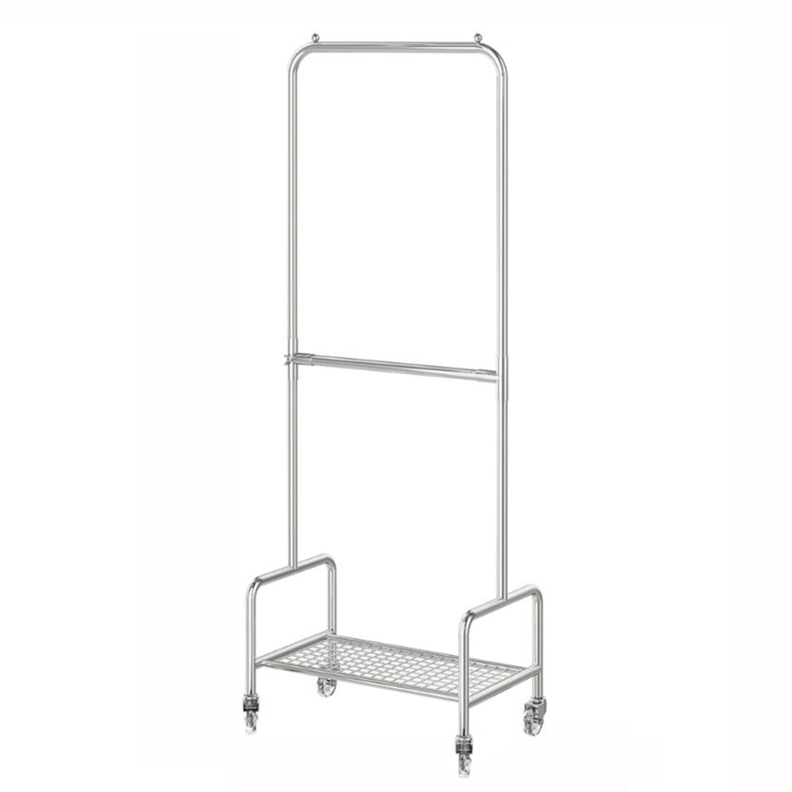 YNBSHGAA Garment Rack Floor Standing Double-Layer Garment Rack Multifunctional Household Storage Rack Movable Clothing Store Display Rack
