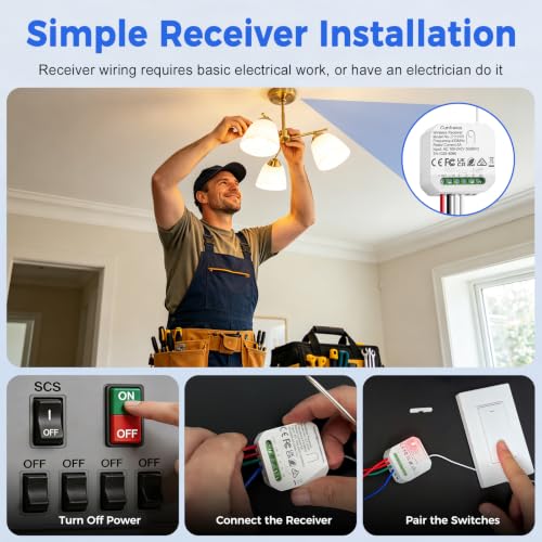 Image of Wireless Light Switch and Receiver Kit, Remote Light Switch