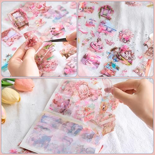 Image of Jaravik Seasons Theme Vintage Aesthetic Sticker Book - 20 Sheets Seasonal Scrapbook Stickers | | Cottagecore Planner & DIY Craft Supplies Scrapbooking Stickers (Summer)